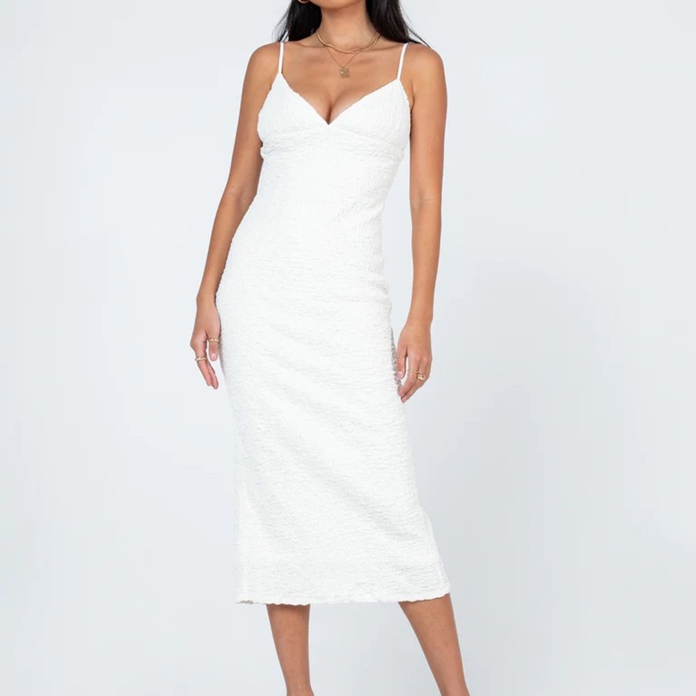 CHAR MIDI DRESS WHITE
